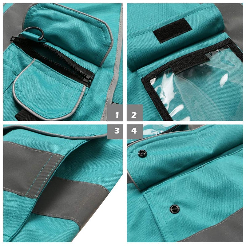 XIAKE 9 Pockets Class 2 High Visibility Reflective Safety Vest for Men Women,Meets ANSI/ISEA Standard(Lake Blue,Small) - Image 3